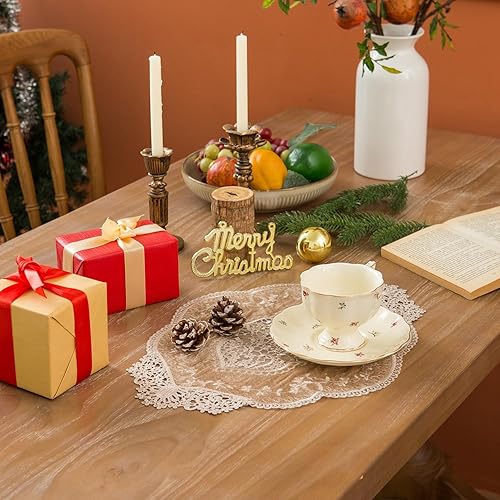 Miniatura 8 de Paquete de 2 manteles individuales de tela ovalada bordados de terciopelo francés para decoración de mesa, cocina, comedor, mesa, 17.3 x 12.6