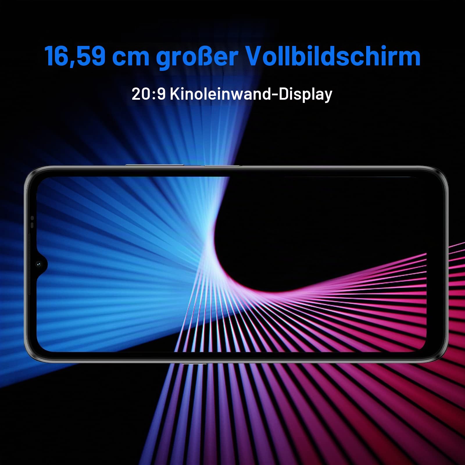 UMIDIGI Power 5S Smartphone Ohne Vertrag Günstig, 6150mAh Akku Handy Günstig, 6.53" HD+ Display, 4GB+32GB, 16MP Kamera, 4G Dual SIM, 3-Kartenfächer, OTG, GPS, Face Unlock, entsperrt (Schwarz)