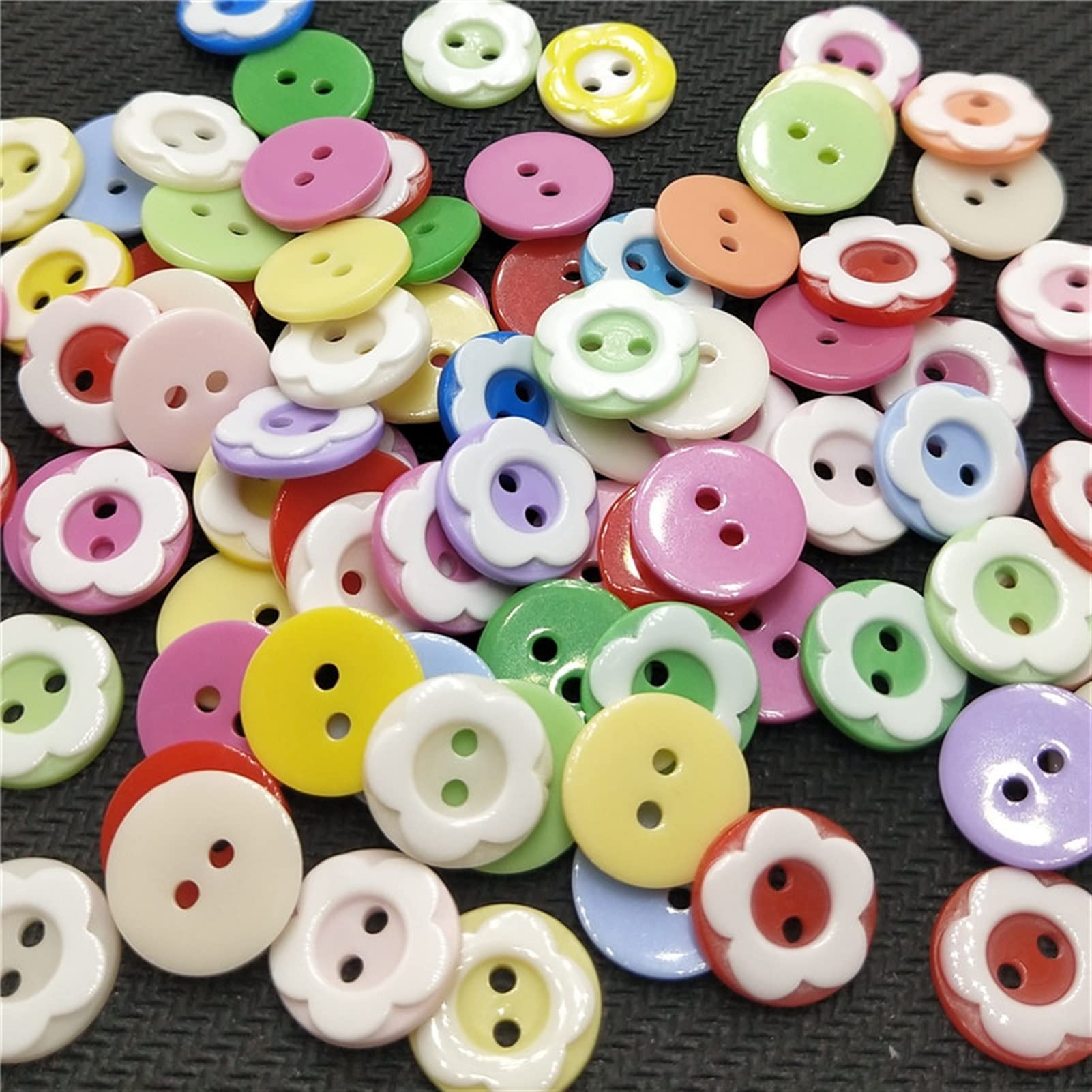 Bottoni Pulsante 50 pz/Lotto 13mm Colori della Miscela Fiore Abbigliamento for Bambini Decorazione Resina di plastica Rotonda Flatback Strumenti for Cucire Accessori