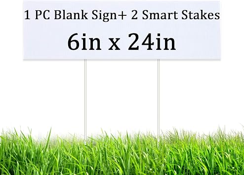 1PC 1PC Blank Yard Signs 6"x 24" - DIY Road Street Sign - Waterproof Poster Board Signs for Rent, Garage Sales, Open Houses, Lawn, Topper Sign and Custom Birthday Party Yard Sign