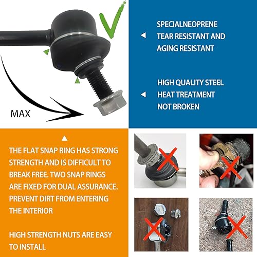 Miniatura 8 de Barra estabilizadora delantera Enlace final 2 piezas izquierda y derecha  Reemplazo para Escape Tribute Eclipse Endeavor Galant Outlander