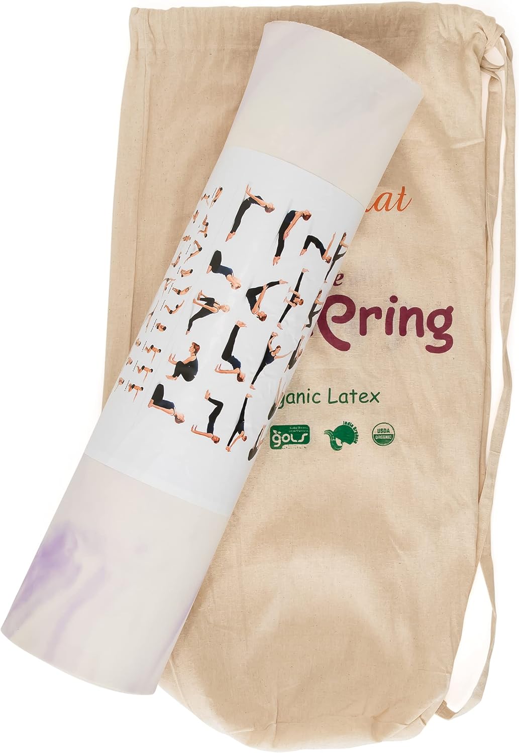 NATURAL LIFE PALMPRING Yoga Mats – Organic 10 mm Thick Cushion Non-Slip Tie Dye Print Fitness Pilates Gym Exercise Floor Workout with Bags