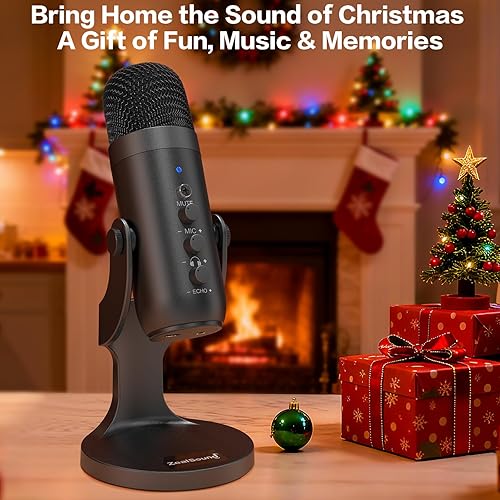 Vista 9 de ZealSound Micrófono de podcast para PC, micrófono USB con cancelación de ruido con ganancia, ajuste de volumen y botón de silencio, monitoreo y eco