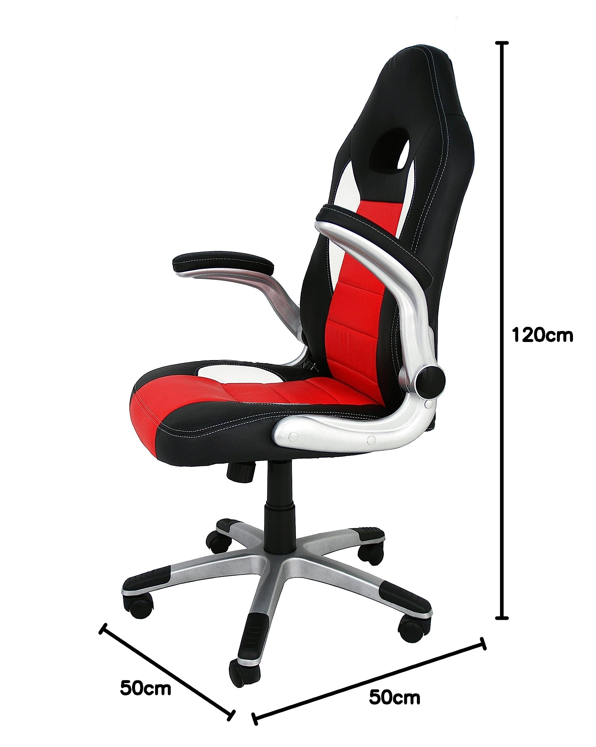 La Silla Española Sepulveda - Sedia da ufficio, in finta pelle, colore: nero e rosso, 50 x 50 x 120 cm