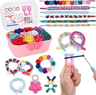 Extpro Bracelet Making Kit for Girls Age 6-12, 1200+ Colorful Elastic Weaving Loops Loom Bracelet Kit with Y-Shape Looms, DIY Crafts Toys Gifts for Girls 6-12 Year Old (Weaving Loom Bracelets Kit)