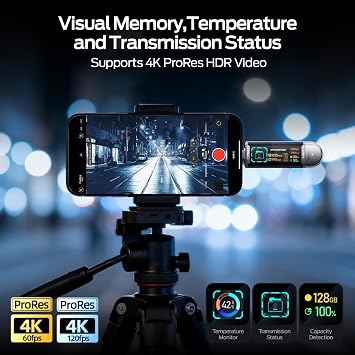 MOVE SPEED 128GB USB Drive with Smart Display 1090MB/s USB 3.2 Gen2 and Type C SSD Memory Stick for ProRes 4K Video iPhone 17/16/15, Android Phone, Windows, Mac, Tablet