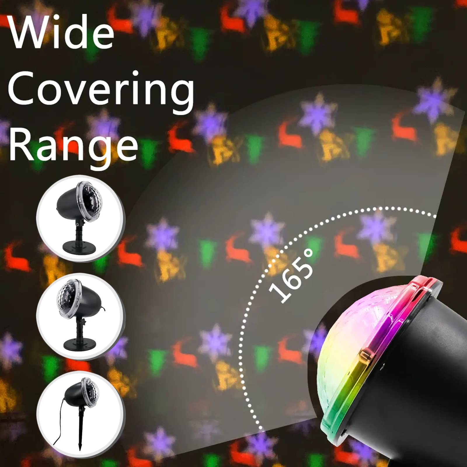 Luci del proiettore di Natale per esterni, luci per proiettori di fiocchi di neve, campane di renne mobili Modelli di alberi di Natale Luce di proiezione a LED, faretto per paesaggi natalizi per decor
