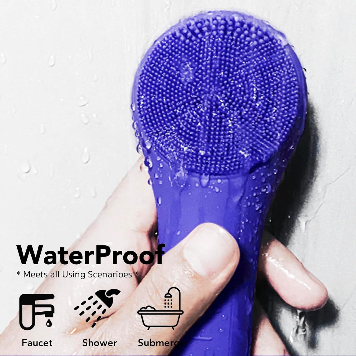 NågraCoola CLIE Facial Cleansing Brush, Waterproof and Rechargeable Face Scrub Brush for Men & Women, Cleansing, Exfoliating and Massaging, Electric Face Scrubber - Blue - Image 5