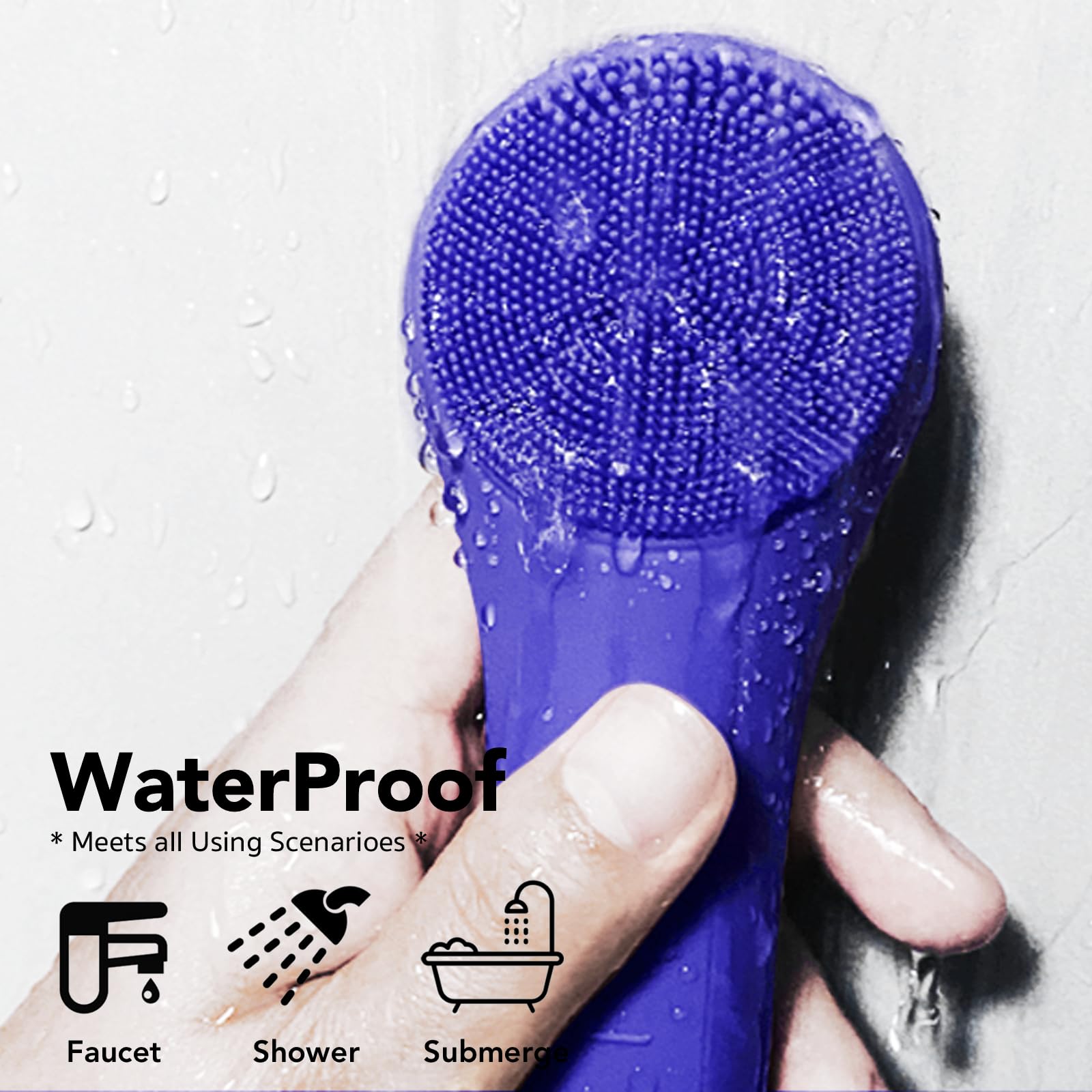 NågraCoola CLIE Facial Cleansing Brush, Waterproof and Rechargeable Face Scrub Brush for Men & Women, Cleansing, Exfoliating and Massaging, Electric Face Scrubber - Blue