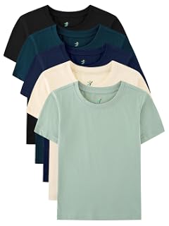 Avsead Paquete de 5 camisetas para niños, 100% algodón, manga corta, cuello redondo, para la escuela, uso diario y deportivo, 4-16 años