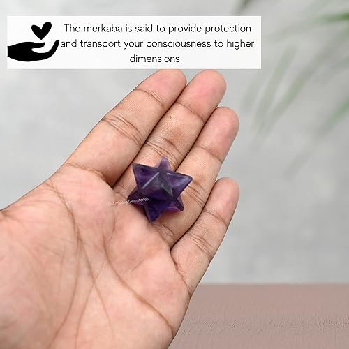 Miniatura 114 de Amazing Gemstone Larvikite Merkaba Crystal – Estrella de Merkaba metafísica de 1 pulgada para meditación – Cristal tetraedro energético y piedras