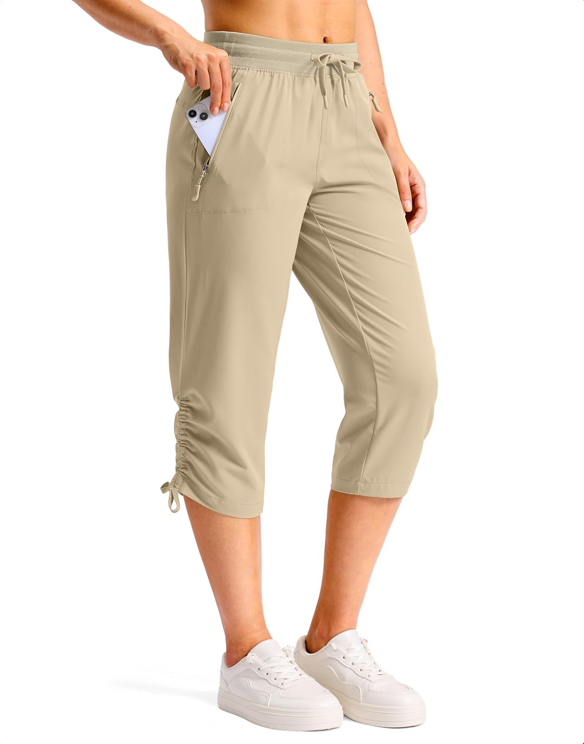 Soothfeel Capri Pants for Women with 2 Zipper Pockets...