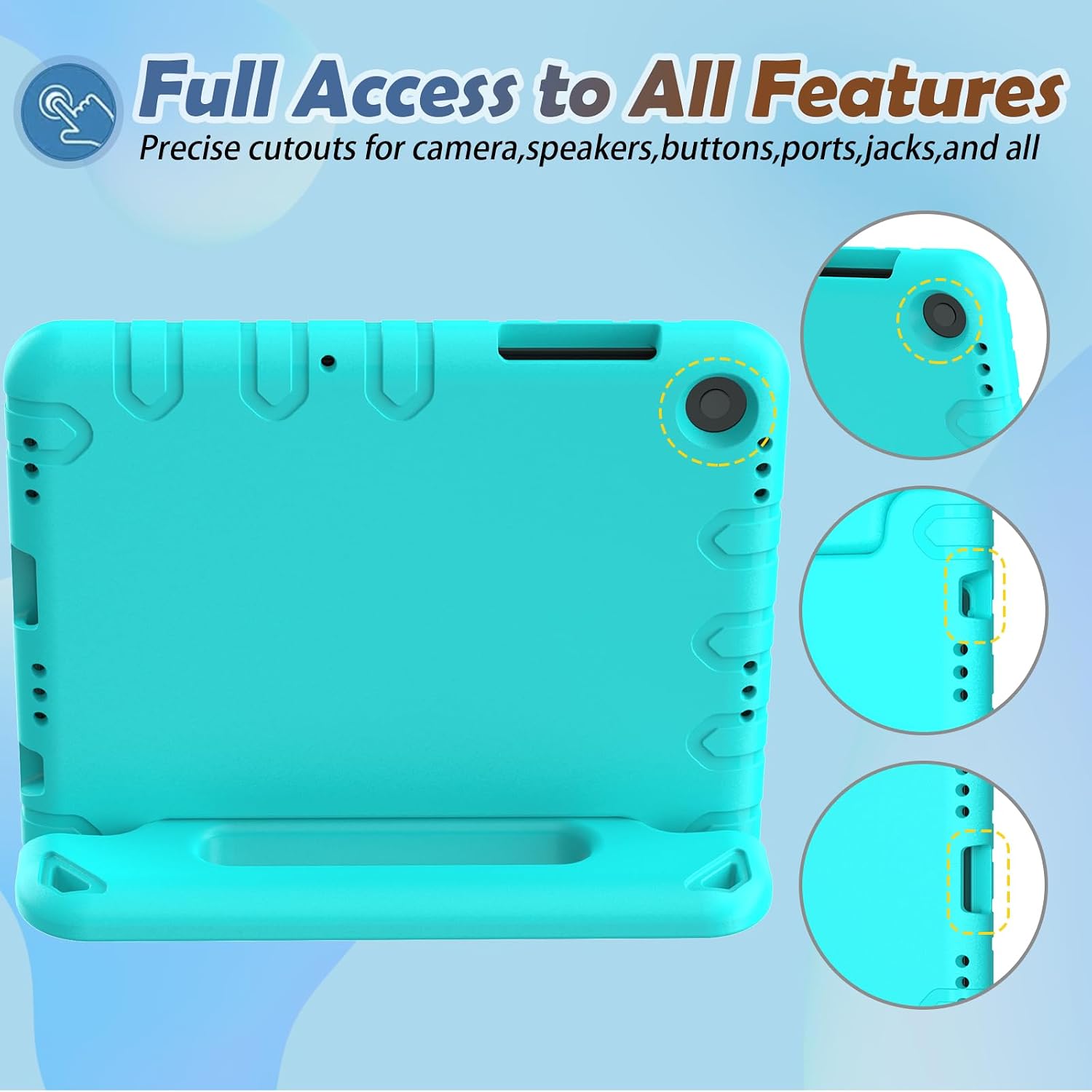 LTROP Shockproof Lightweight Convertible Handle Stand Case for Samsung Galaxy Tab A11 Plus 2025 / A9 Plus 11 Inch 2023 Built-in Screen Protector, Galaxy Tab A11 Plus / A9 Plus Case for Kids, Turquoise image 5