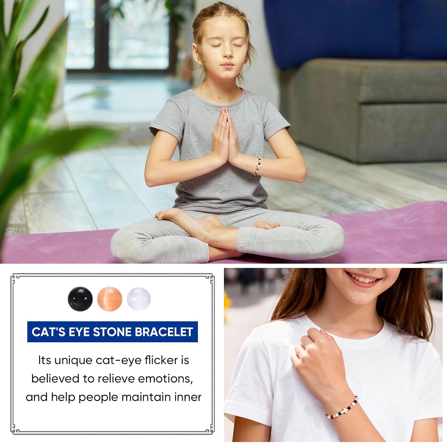Game Day Bracelet for Boys Girls - Cats Eye Beaded Stretch Players Team Bracelet Stackable Sports Fans Jewelry Accessories Outfits Gifts for national local football league baseball cheerleaders games