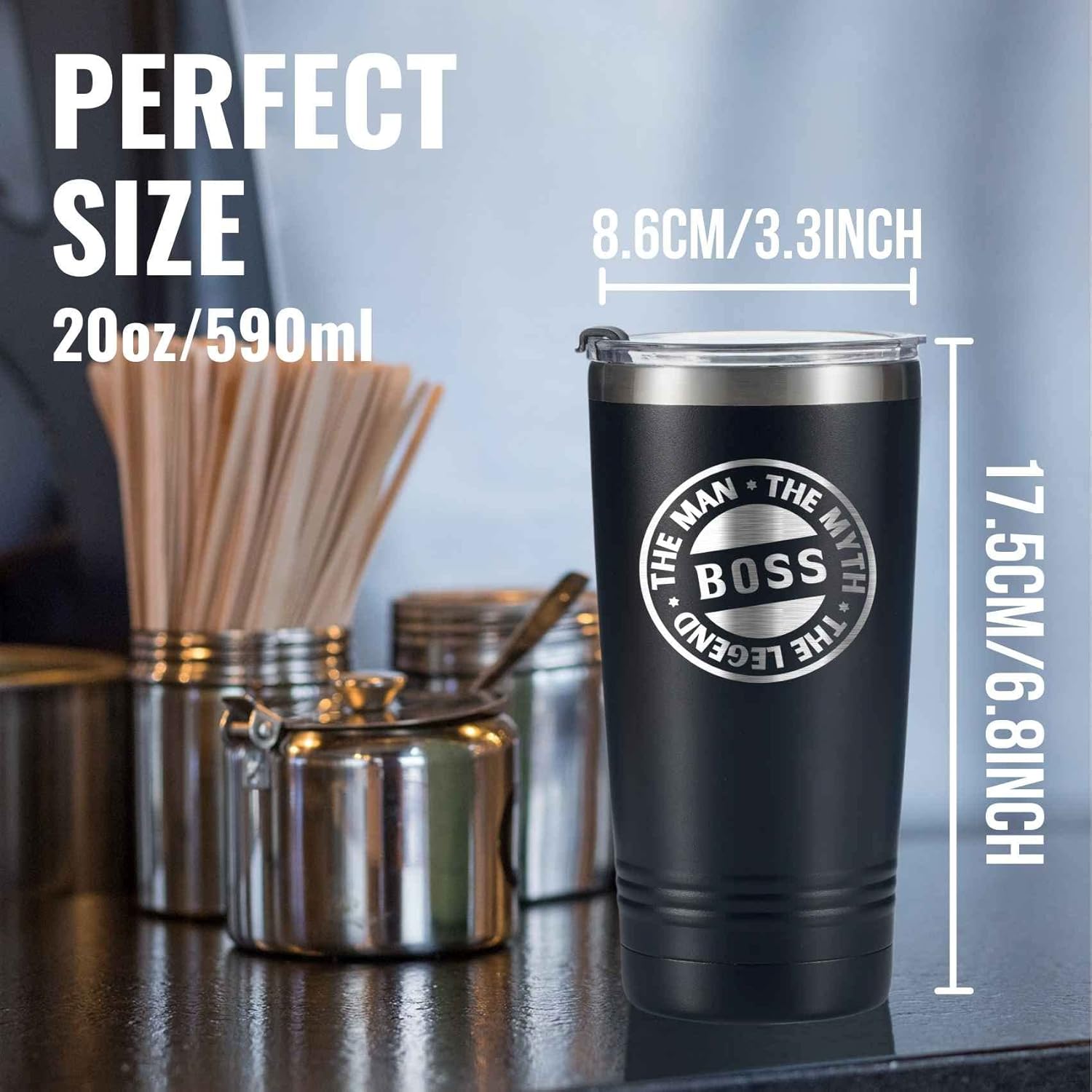Onebttl Boss Gifts for Men, 20oz Engraved Stainless Steel Insulated Travel Mug, Perfect Boss Idea for Men/Male in Boss Day, Birthday, Christmas, Appreciation, Office - The Legend - Image 5