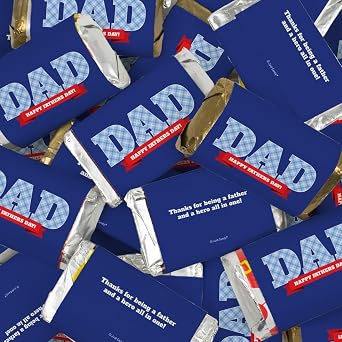 68 Happy Father?s Day Plaid Assorted Wrapped Chocolate Miniatures - Gifts For Dad, Party Favors, Church & Office Candy Giveaways, Dessert Tables & More 1.25lb