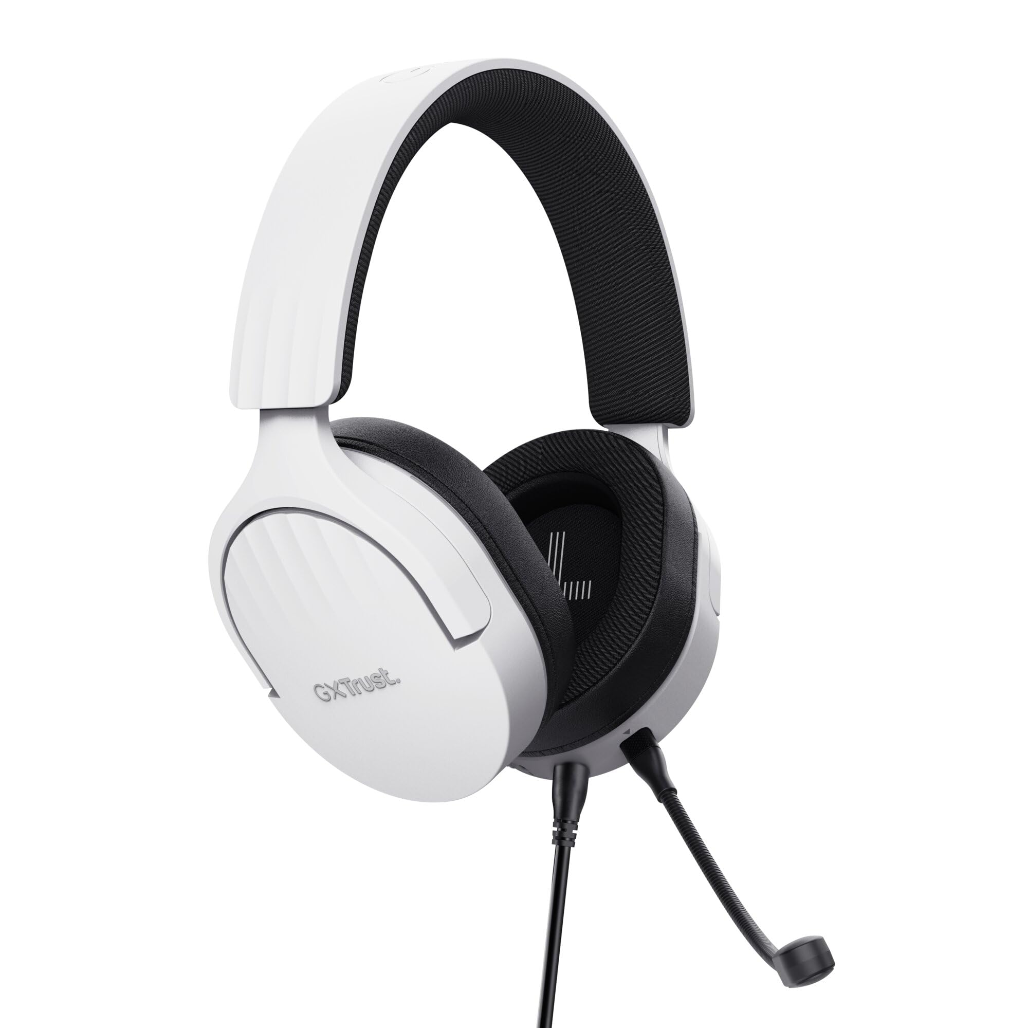 Trust Gaming GXT 489W Fayzo Cascos Gaming para PC, PS5, PS4, Xbox Series X|S, Switch, Mobile, 3.5 mm, 35% Plástico Reciclado, Auriculares Over-Ear Micrófono con Cancelación de Ruido - Blanco