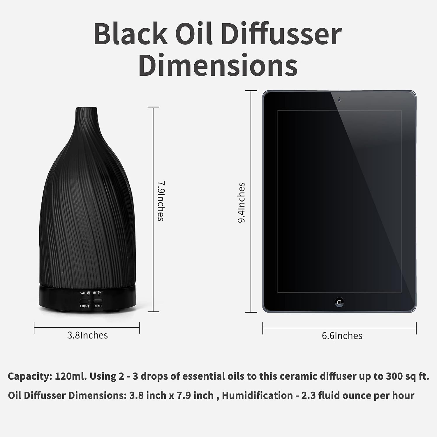 Essential Oil Diffuser Diffusers for Essential Oils Ceramic Essential Oil Diffuser Ceramic Oil Diffuser Color: Black…