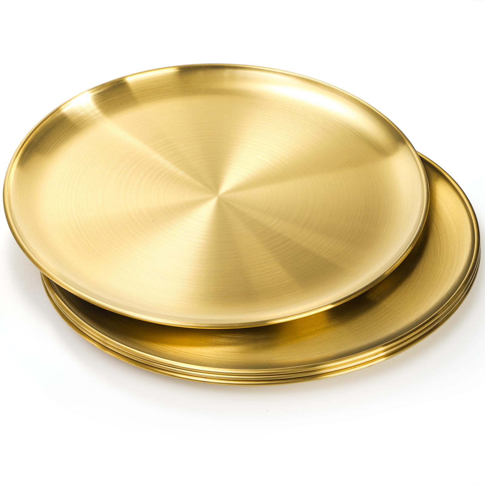 TOPZEA Paquete de 4 sartenes de acero inoxidable para pizza, bandeja de pizza de 12 pulgadas, bandeja redonda para pizza, bandeja para hornear alimentos, para pizza, pastel, galletas, postres, horno y