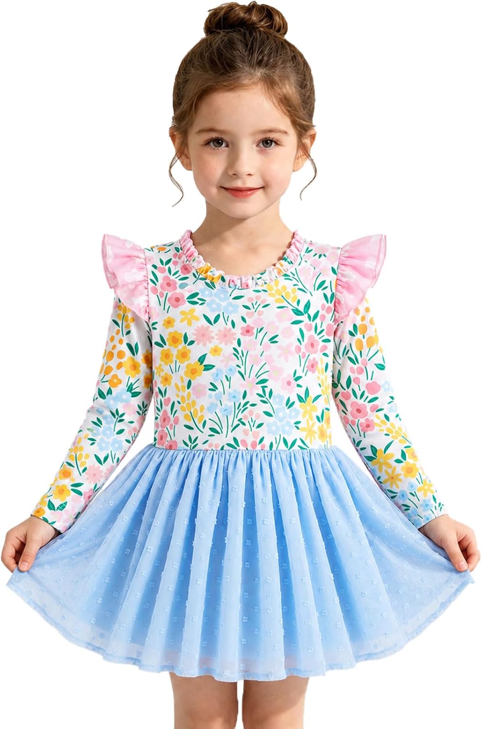 Funnycokid Ballet Leotards for Girls Long Sleeve Dance Leotard Size 3-8