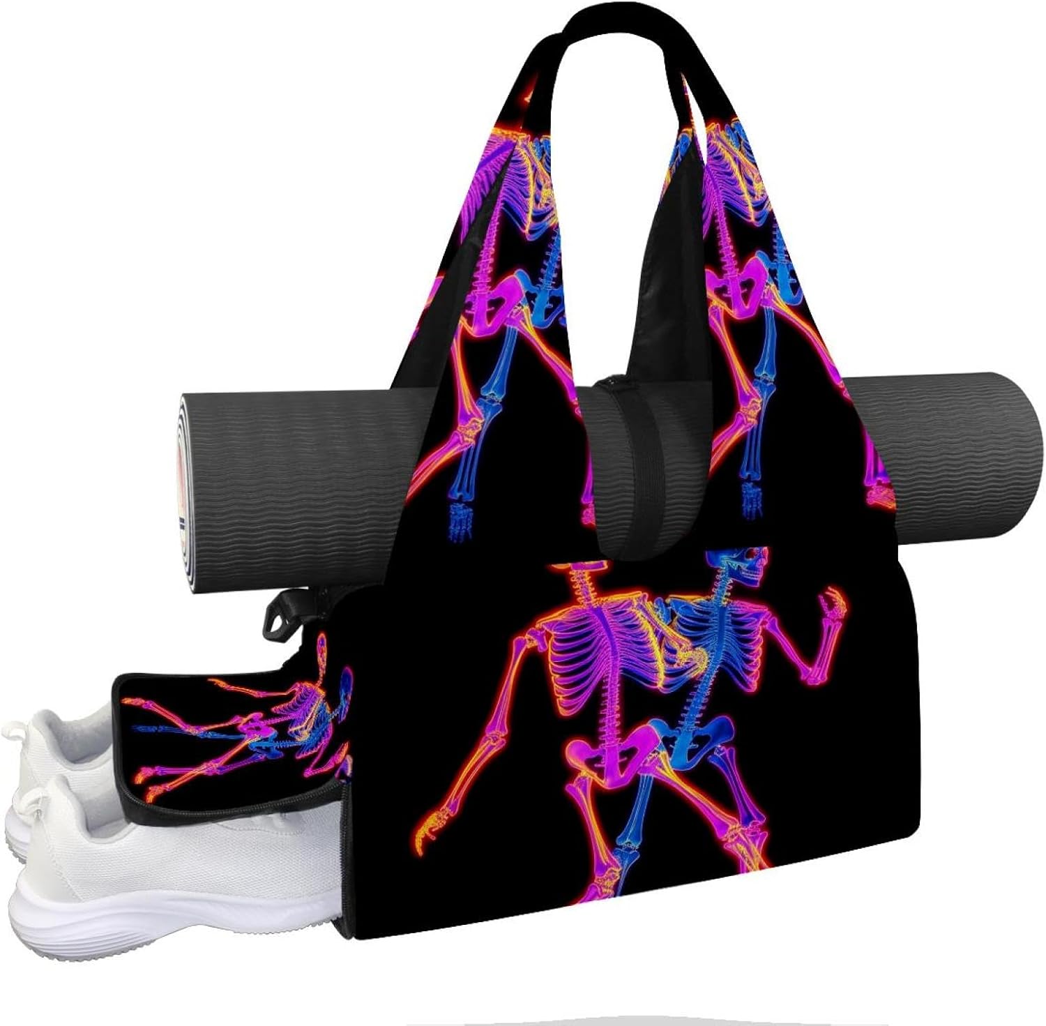 Gym Bag for Women, Nebula Butterfly Yoga Mat Bag with Shoe Compartment, Sport Yoga Gym Bag with Yoga Strap, Carryall Yoga Tote Bag