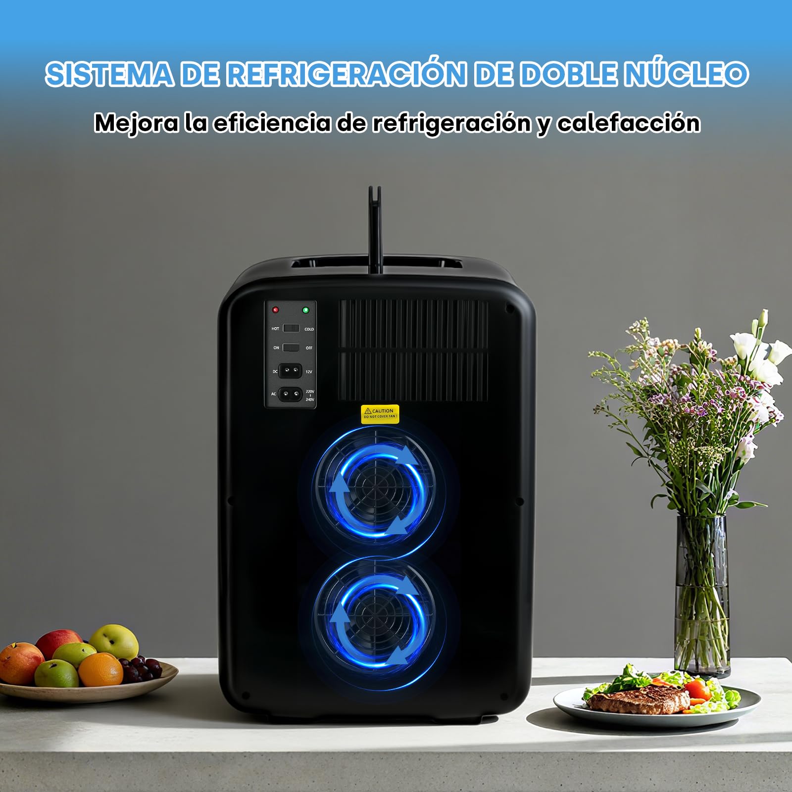 Enventor 15L/20 Latas Nevera Pequeña Negro, Mini Frigorifico con Enfriador y Calentador, Nevera Portatil con Alimentación 12V/220V, Mini Nevera para Habitacion, Oficina, Coche, Frutas y Bebidas