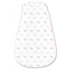 Amazing Baby Cotton Sleeping Sack, Wearable Blanket with 2-way Zipper, Pastel Pink  Gray Tiny Elephants, Medium 6-12 mo