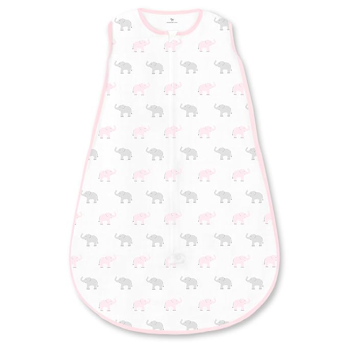 Amazing Baby Cotton Sleeping Sack: Pastel Pink & Gray Elephants