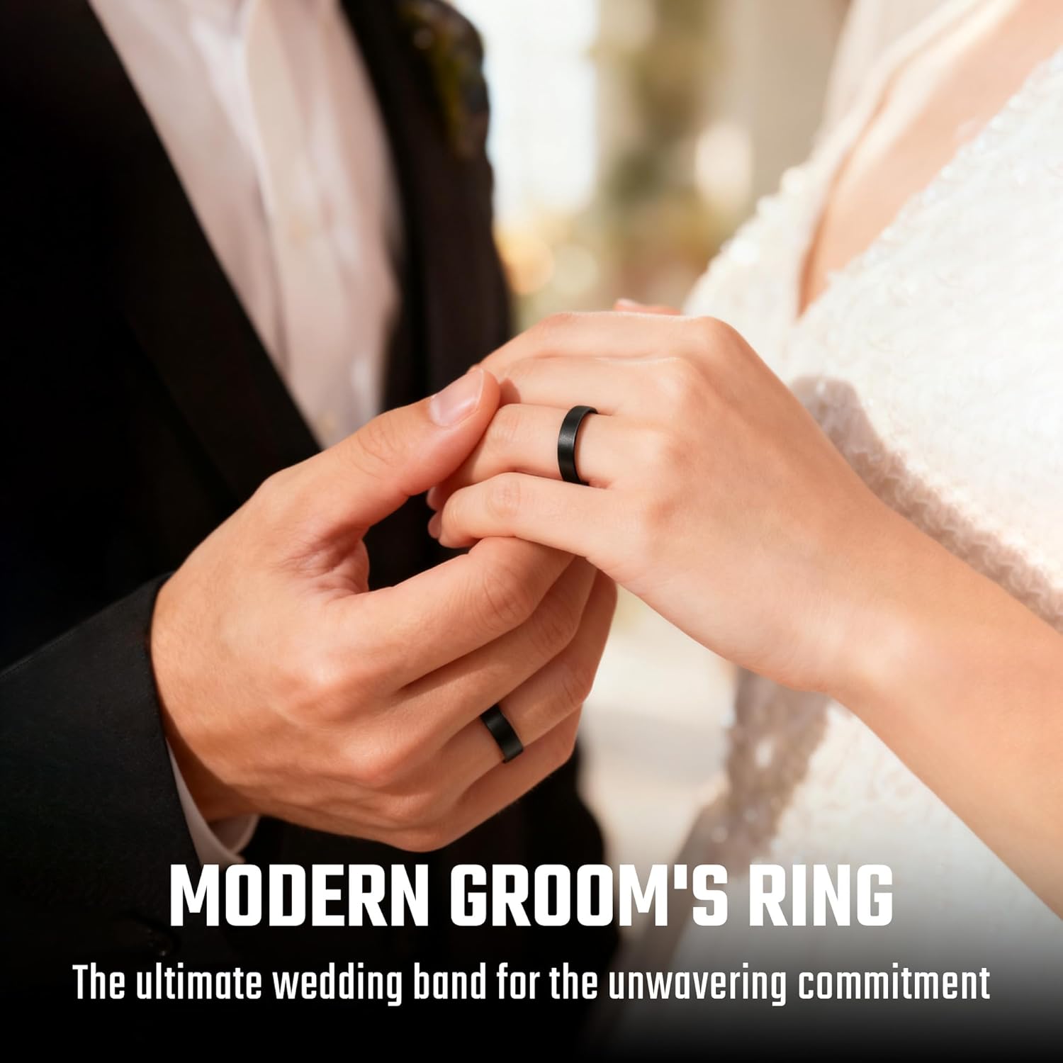 KeyUnity Men's 8mm Titanium Black Wedding Band - Matte Stainless Steel Comfort Fit Engagement Ring, Size 10 - Image 7