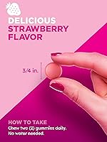 Vista 3 de Gomitas de uñas para la piel del cabello, 60 unidades, colágeno grande, vitaminas sin OMG y sin gluten para mujeres, sabor a fresa, de Pink