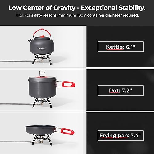Miniatura 8 de Alocs Estufa de mochilero de 2800 W, estufa de campamento portátil, mini estufa de campamento ligera, estufa de gas plegable con bolsa de transporte