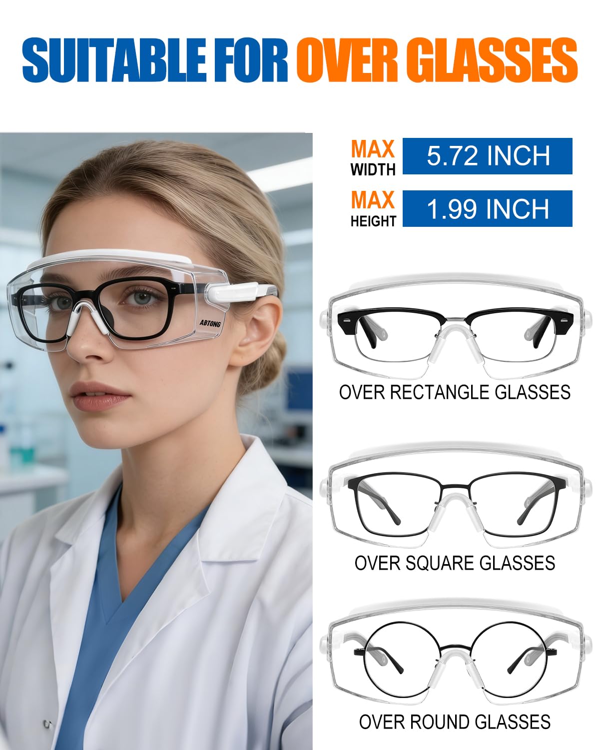 Anteojos de seguridad antivaho, ANSI Z87.1 anteojos de seguridad con lente envolvente transparente y patillas ajustables