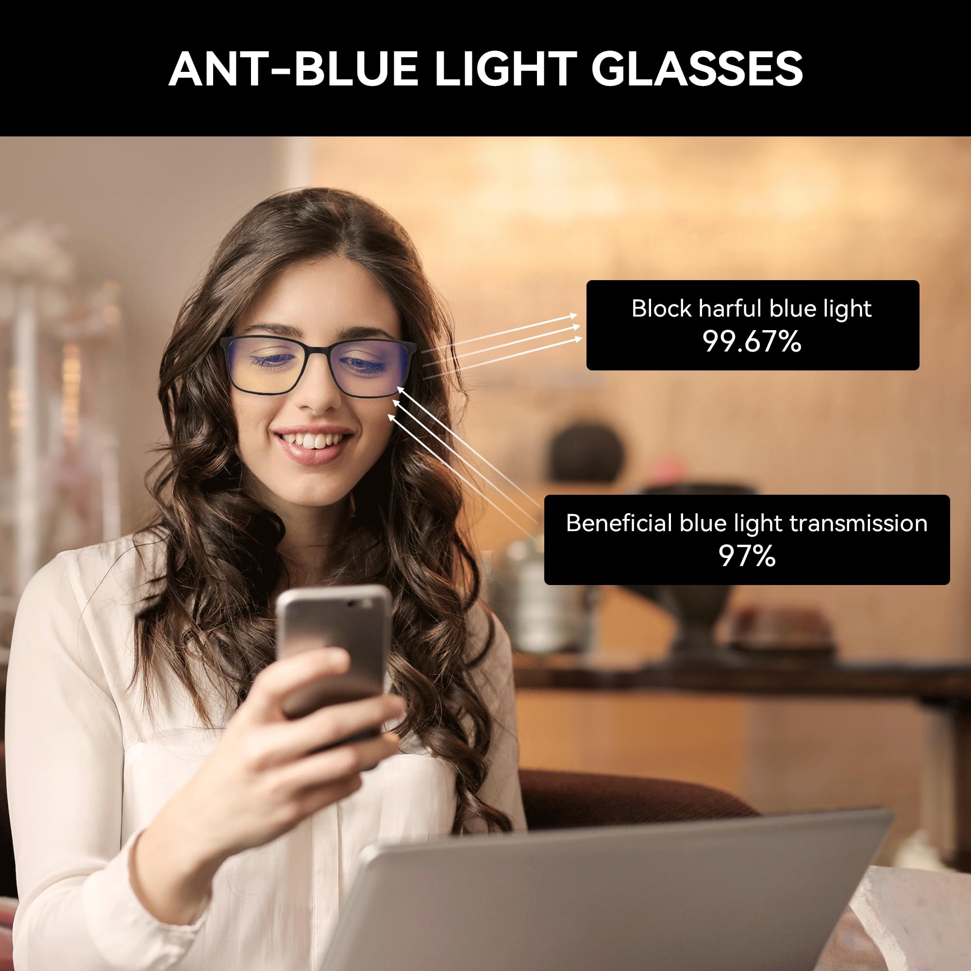 ZENOTTIC Occhiali da lettura per uomini con montatura quadrata che bloccano la luce blu, occhiali sportivi da computer antiriflesso