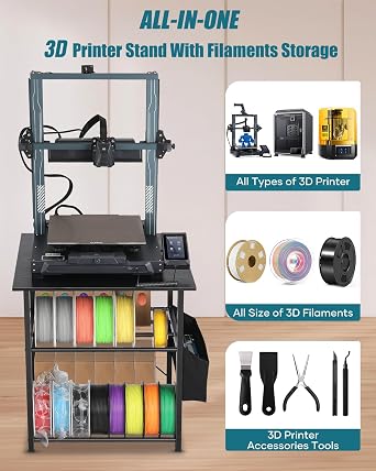 3D Printer Stand with Filaments Storage - 3D Printer Table Filament Shelf Storage Rack Heavy Duty 3D Printer Cart Desk with Wheels for 3D Workshop