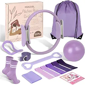 Home Pilates Essentials Kit for Women, Pilates Equipment Set with Yoga Ball, Resistance Bands, Pilates Ring, and Accessories