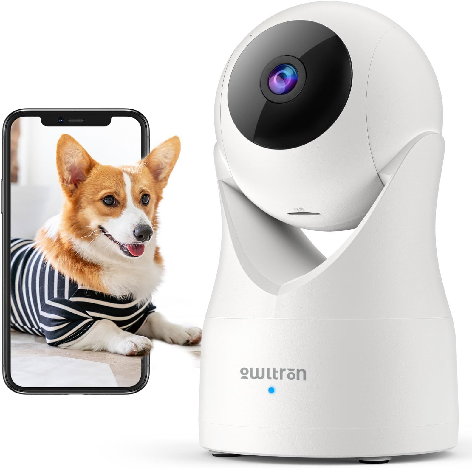 owltron Indoor Security Camera 2K, 360° Cameras for Home Security with Motion Detection, 2.4G WiFi for Baby/Pet/Nanny/Camara with Night Vision, Siren Alarm & 2-Way Audio, Compatible with Alexa