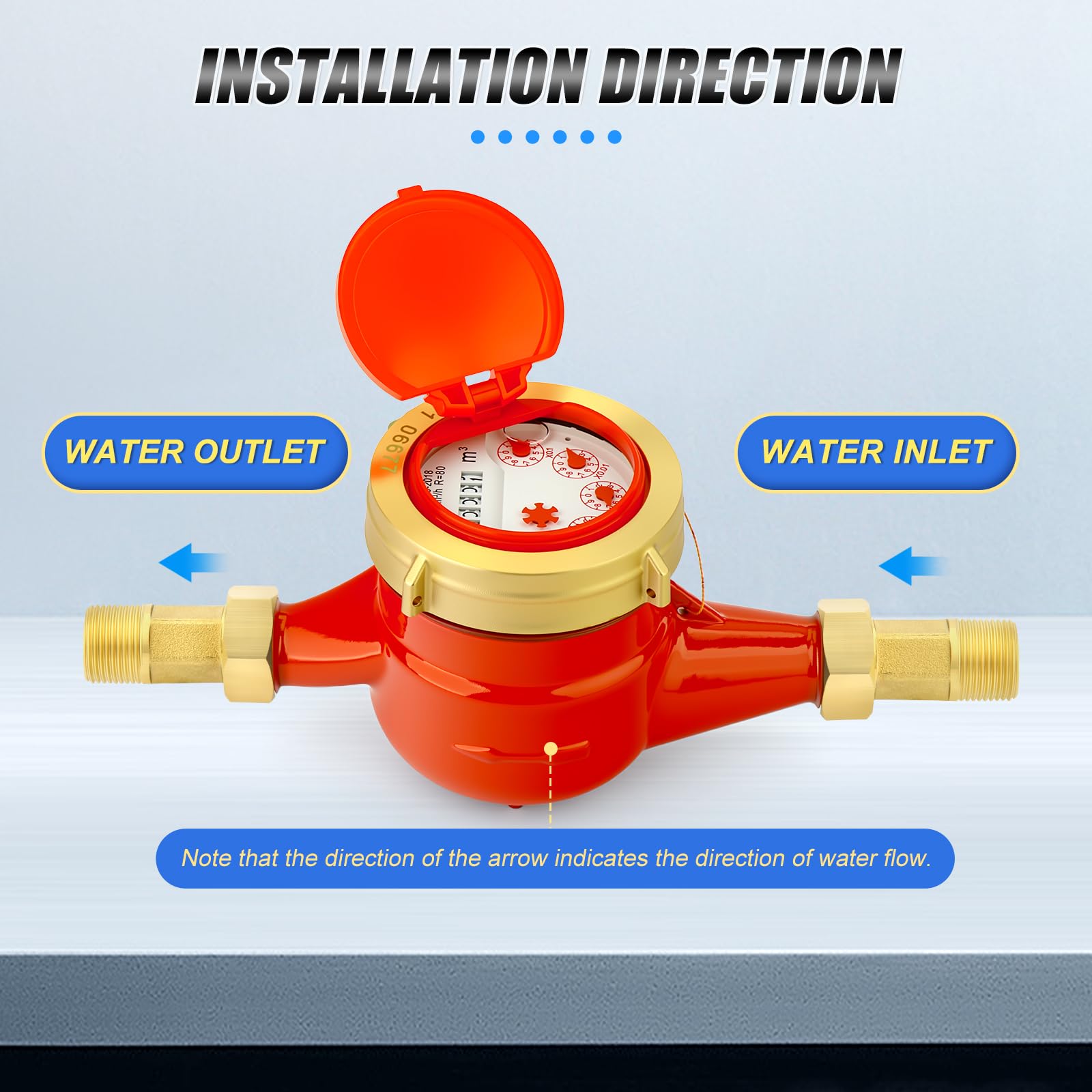 DN20 Water Meter 3/4 NPT, Cubic Water Flow Meter, Cold Water Meter DN20 Water Meter 3/4 NPT, Cubic Water Flow Meter, Cold Water Meter