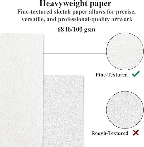 Miniatura 81 de Cuaderno de bocetos de 9 x 12 pulgadas, bloc de bocetos con espiral superior, paquete de 1 bloc de 100 hojas (68 libras/3.53 oz/m² - 100 g/m2)
