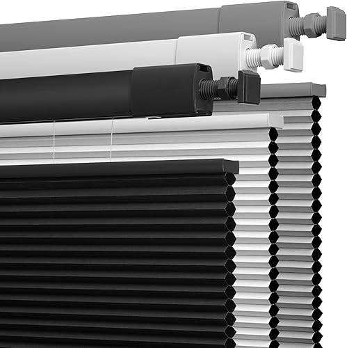 Boolegon Persiana celular instalable sin taladrar ni herramientas, apertura independiente (arribaabajo), de panal, opaca, sin cable, fácil