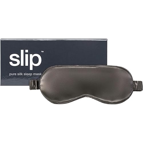 slip Pure Silk Sleep Mask - Charcoal | 100% Mulberry Silk, Ultra Soft & Comfortable, Blocks Light for Restful Sleep | Adjustable Strap for Perfect Fit, Gentle on Skin & Hair | Ideal Travel Accessory