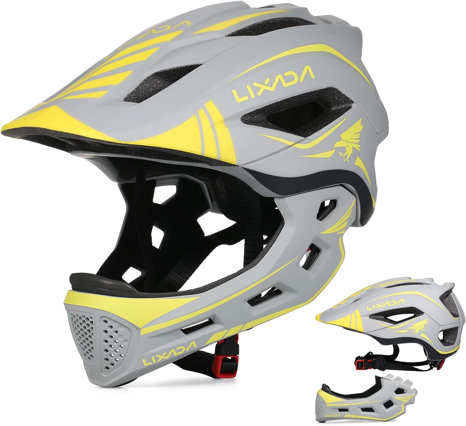 Lixada Kids Cycling Helmet Detachable Full Face Helmet Adjustable Cycling Helmet for Children Bicycle, Skateboard, Scooter, Protective Gear (20.5-22 Inches)