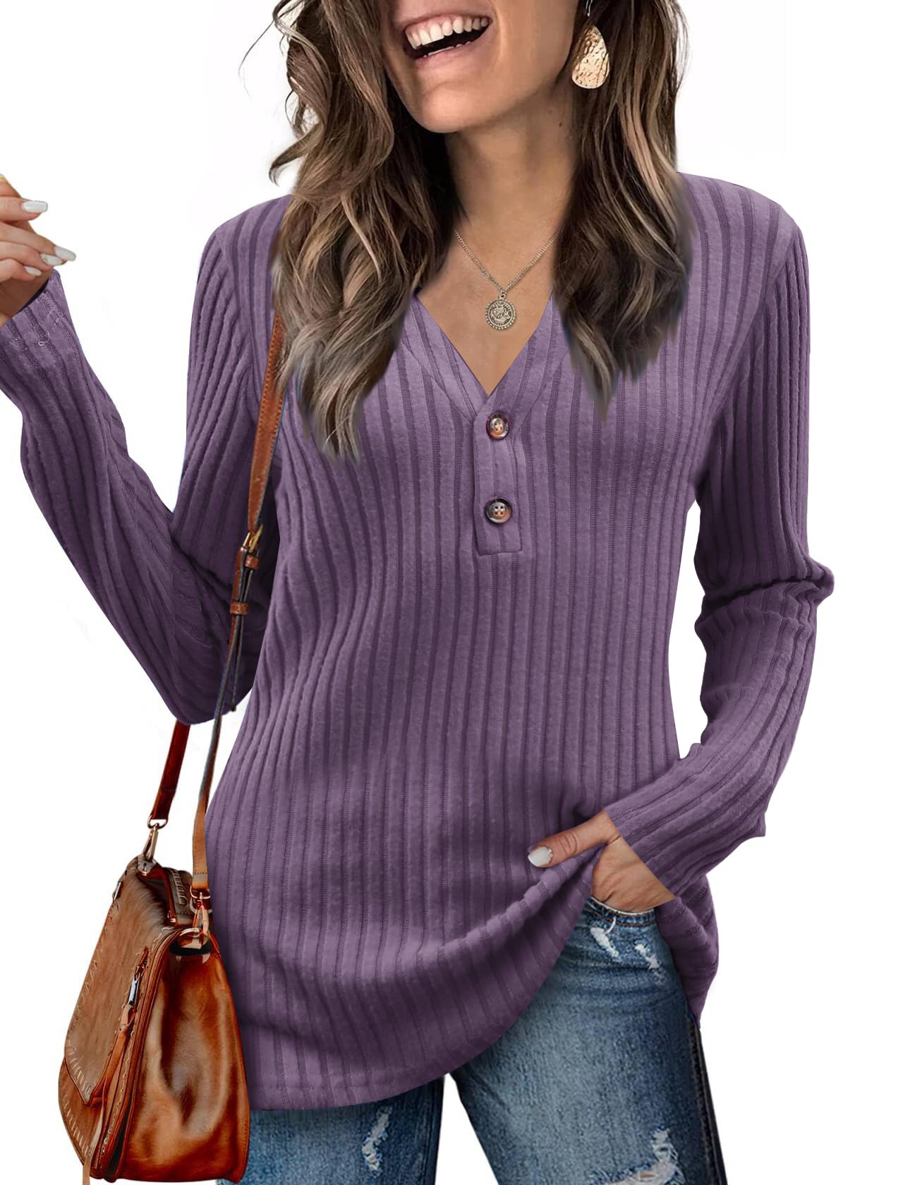 Famulily Damen Pullover Langarmshirt Oversize Leichte Strick