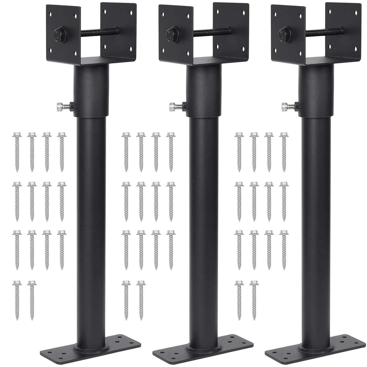 3.6" Heavy Duty Saddle Roof Riser for Patio Pergolas, 16-1/2" High, (Black - Set of 3)