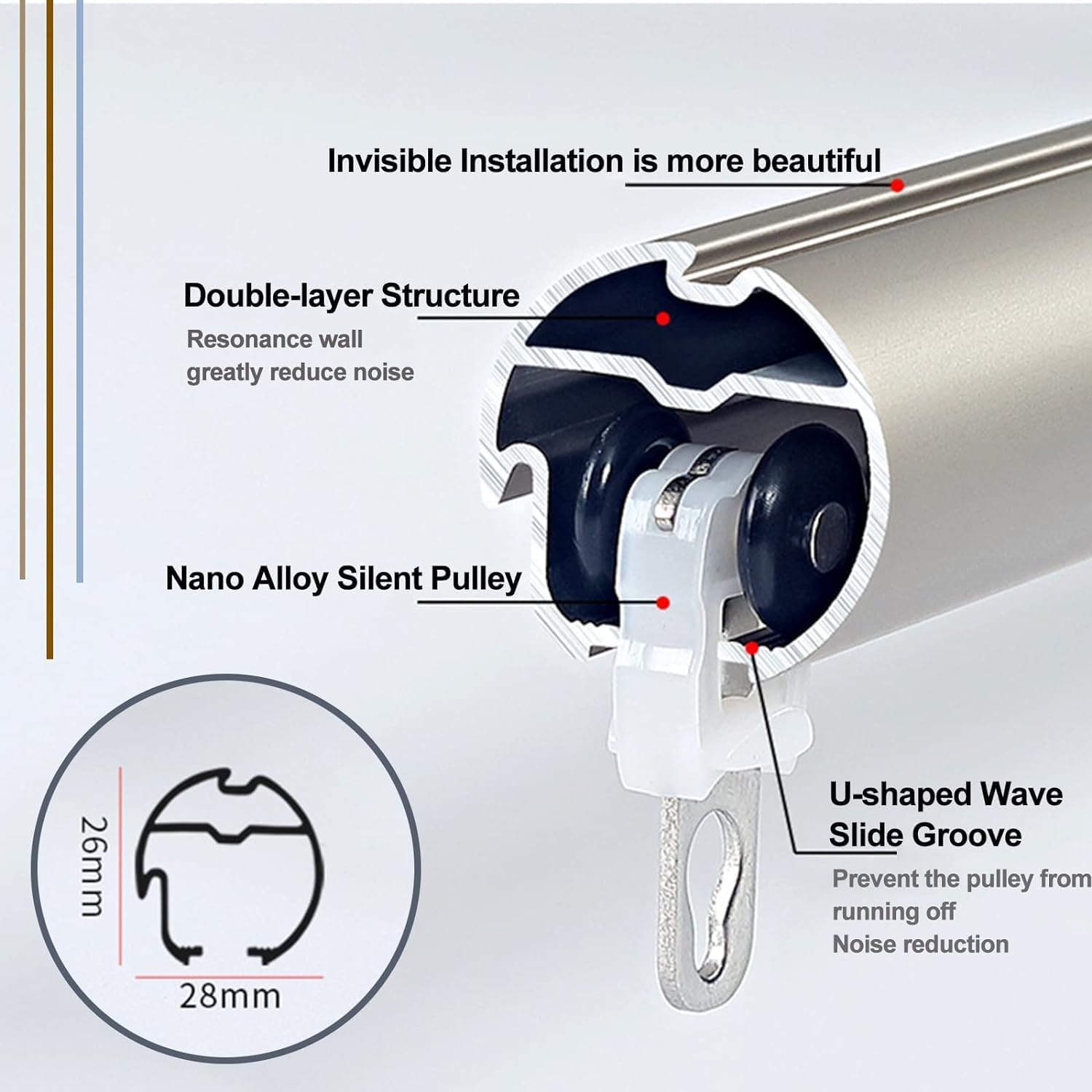 ローマンカーテンロッド 壁取り付け 間仕切り カーテンレールシステム リビングルーム 寝室 オフィス クローゼット RV用 (色: