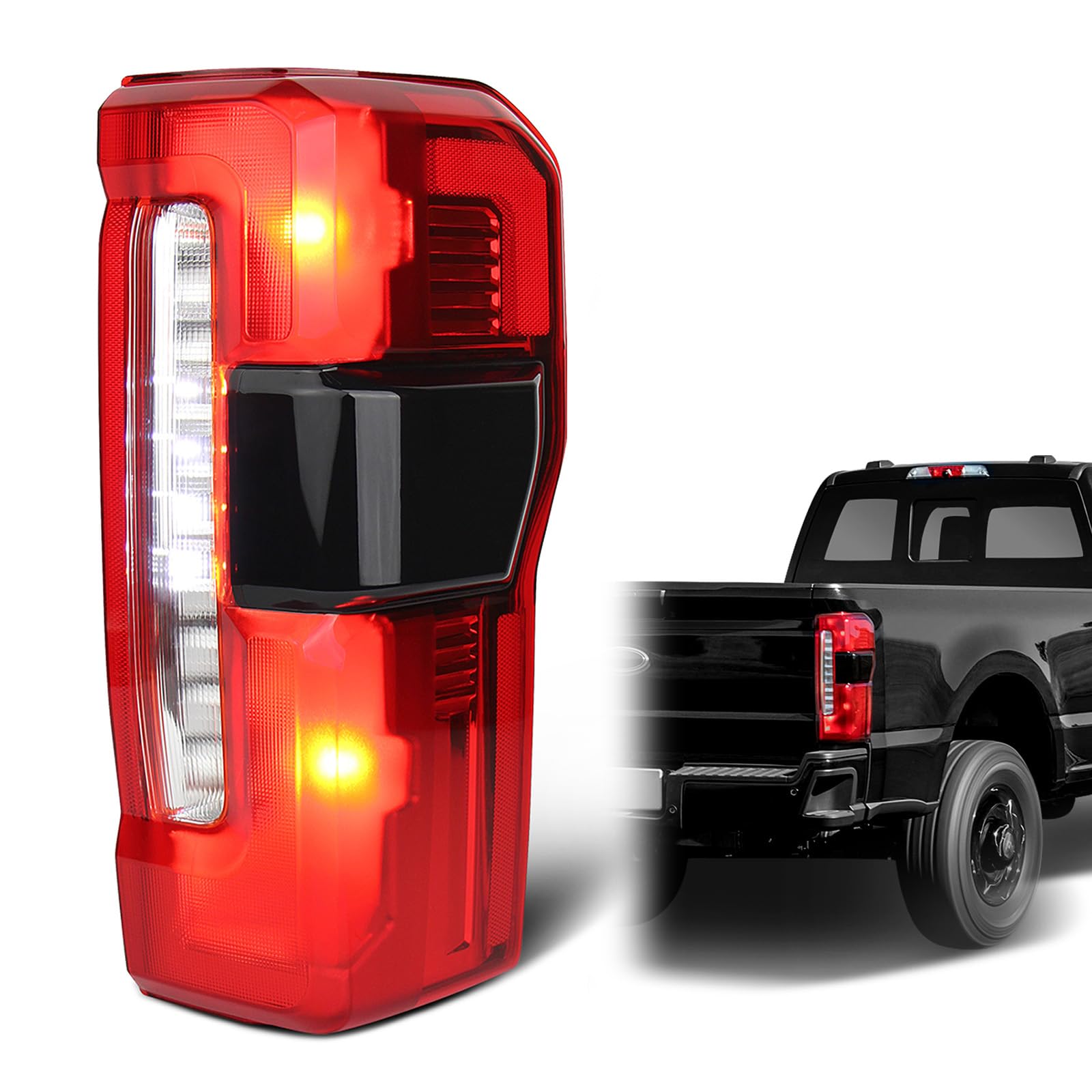 Tail Lights Compatible with 2023 2024 2025 Ford F250/F350/F450 Super Duty XLT/LARIAT/King Ranch Taillights Rear Tail Light Assembly PC3Z13404B (Halogen with Blind Spot Right Passenger Side)