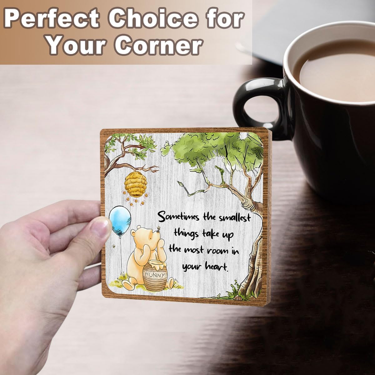 Funny Winnie Inspirational Desk Decor, Funny Winnie Gifts for Women Men, Sometimes The Smallest Things Sign, Motivational Table Decorations Supplies, Winnie Desk Ornaments image 5