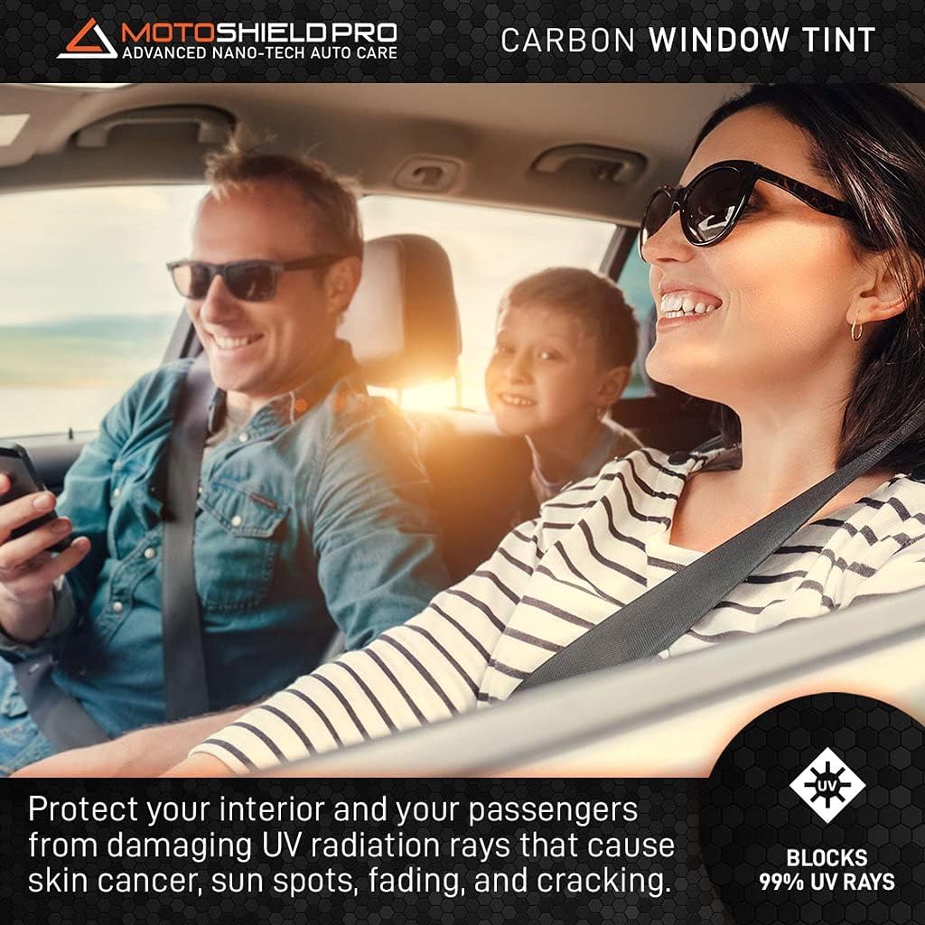 MotoShield Pro Auto Window Tinting Kit Customize Shade: 5% - 50% Carbon Precut Tint Film for Cars,Coupes (All Sides + Rear Windows) 99% UV & Heat Blocking, DIY Easy Shrink Install