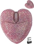 Wireless Bluetooth Mouse Cute Pink Love Heart Shinning Led Light Silent Portable Lightweight USB Optical Cordless Dual Mode Mice for PC Laptop Computer Tablet Mac MacBook Pro Kids Girls Women Gift