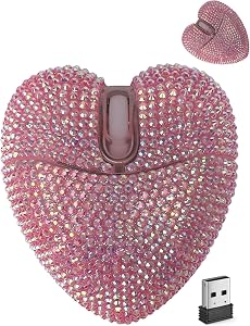 Wireless Bluetooth Mouse Cute Pink Love Heart Shinning Led Light Silent Portable Lightweight USB Optical Cordless Dual Mode Mice for PC Laptop Computer Tablet Mac MacBook Pro Kids Girls Women Gift