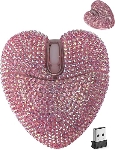 Ratón inalámbrico Bluetooth lindo rosa corazón brillante luz LED silenciosa portátil ligero USB óptico inalámbrico doble modo ratones para PC,